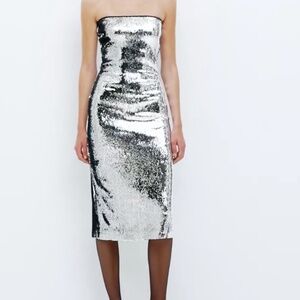 Strapless sequined dress